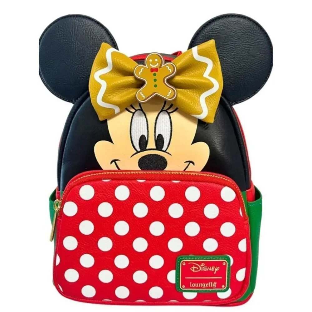 Loungefly Disney Minnie Mouse Holiday Interchangeable Bows Backpack NWT